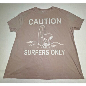 Medium Peanuts Worldwide Womens Pink Wash Surfers Snoopy Graphic T-Shirt Hawaii